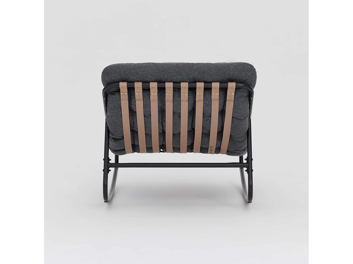 Sedia a Dondolo Rebecca Mobili Maskat 74x78x101 Acciaio Poliestere Grigio Moderno