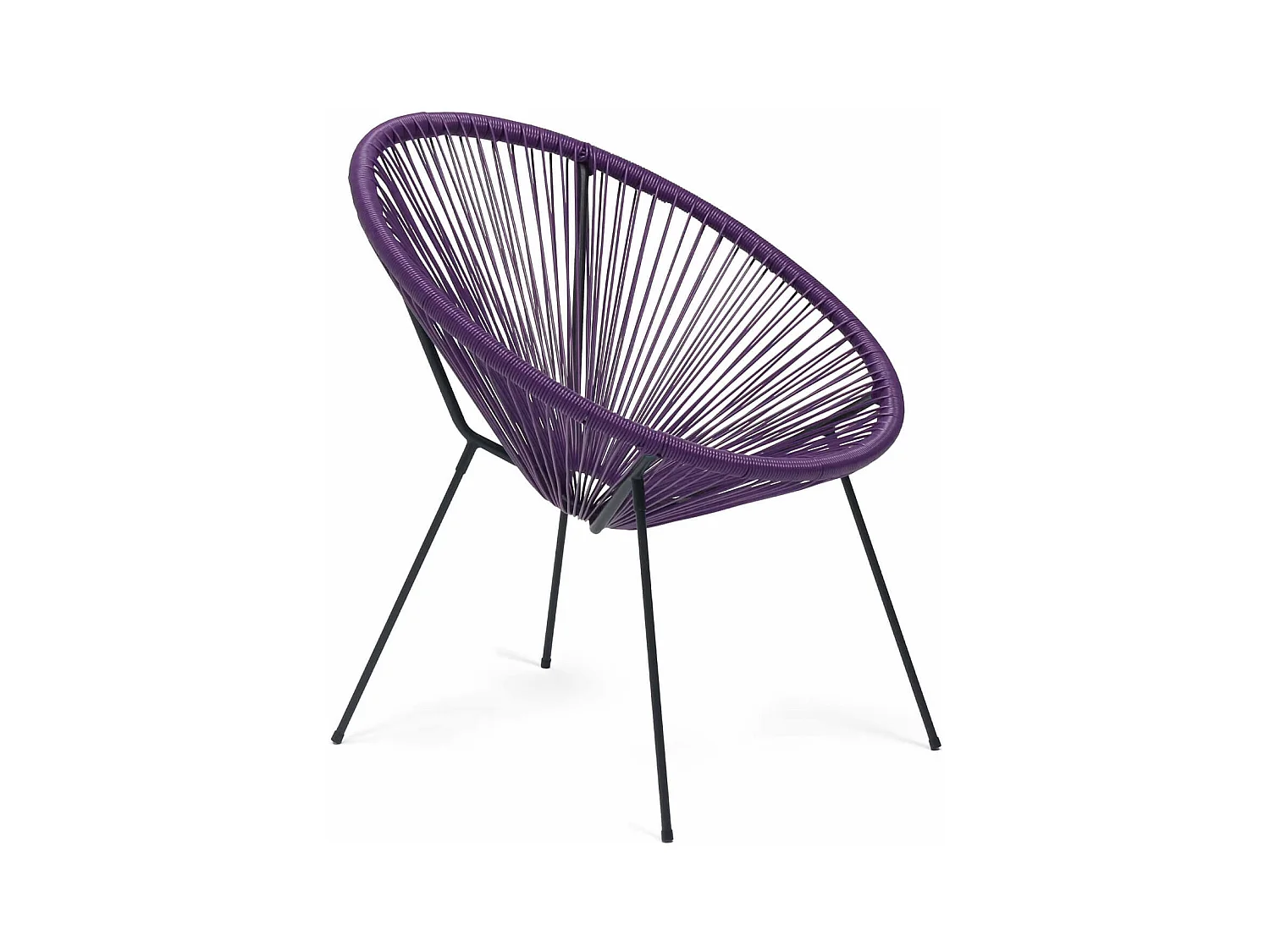 Poltrona da Giardino Rebecca Mobili Papatya 80x70x76 Acciaio PE Viola Nero Vintage