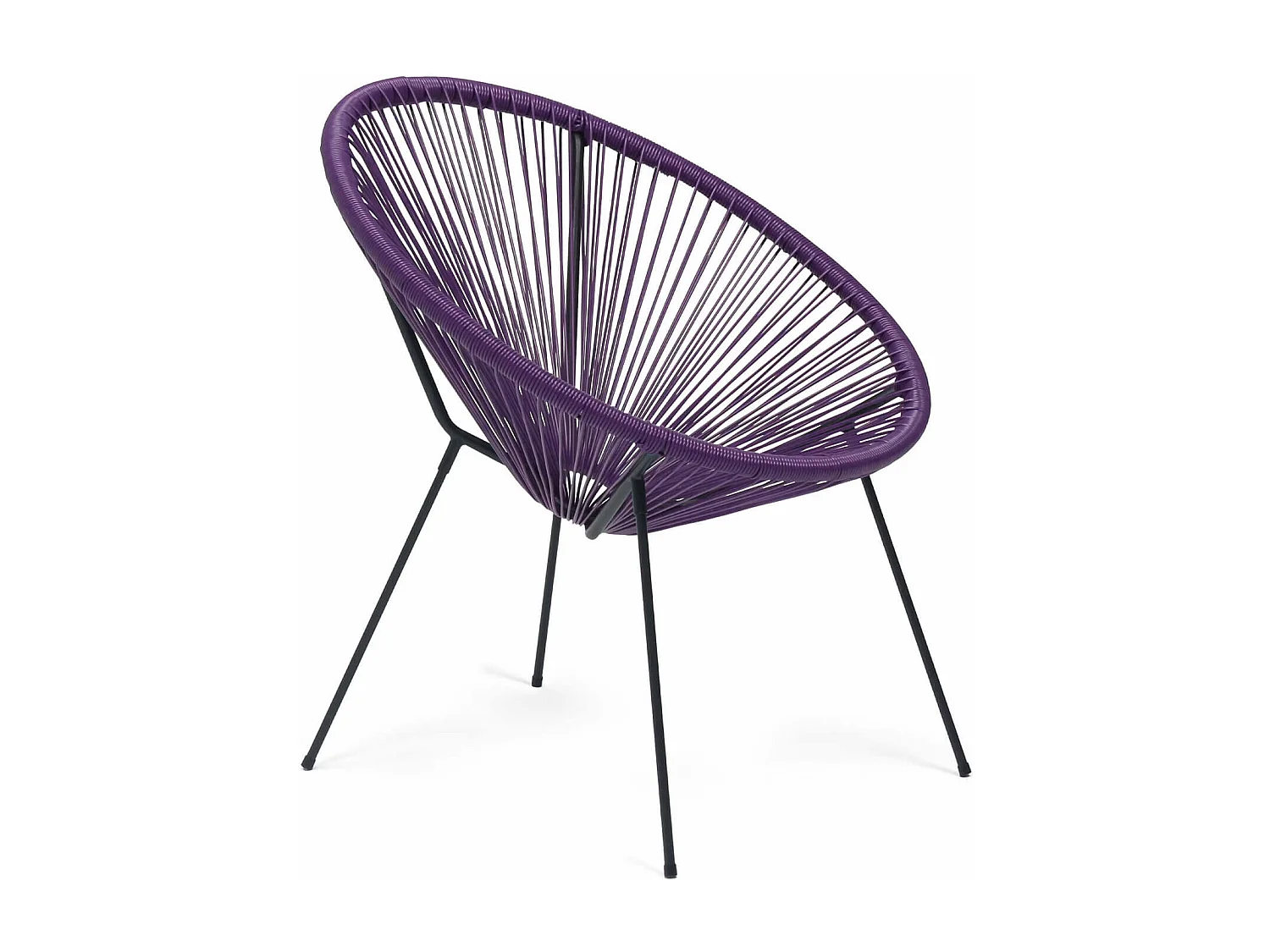 Fauteuil de Jardin Rebecca Mobili Papatya 80x70x76 Acier PE Violet Noir Vintage