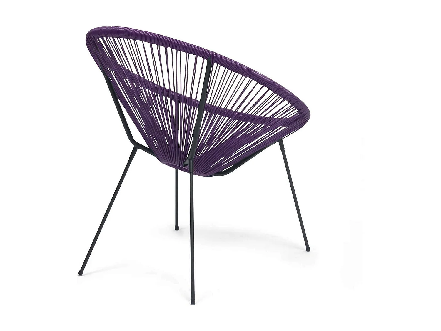 Fauteuil de Jardin Rebecca Mobili Papatya 80x70x76 Acier PE Violet Noir Vintage
