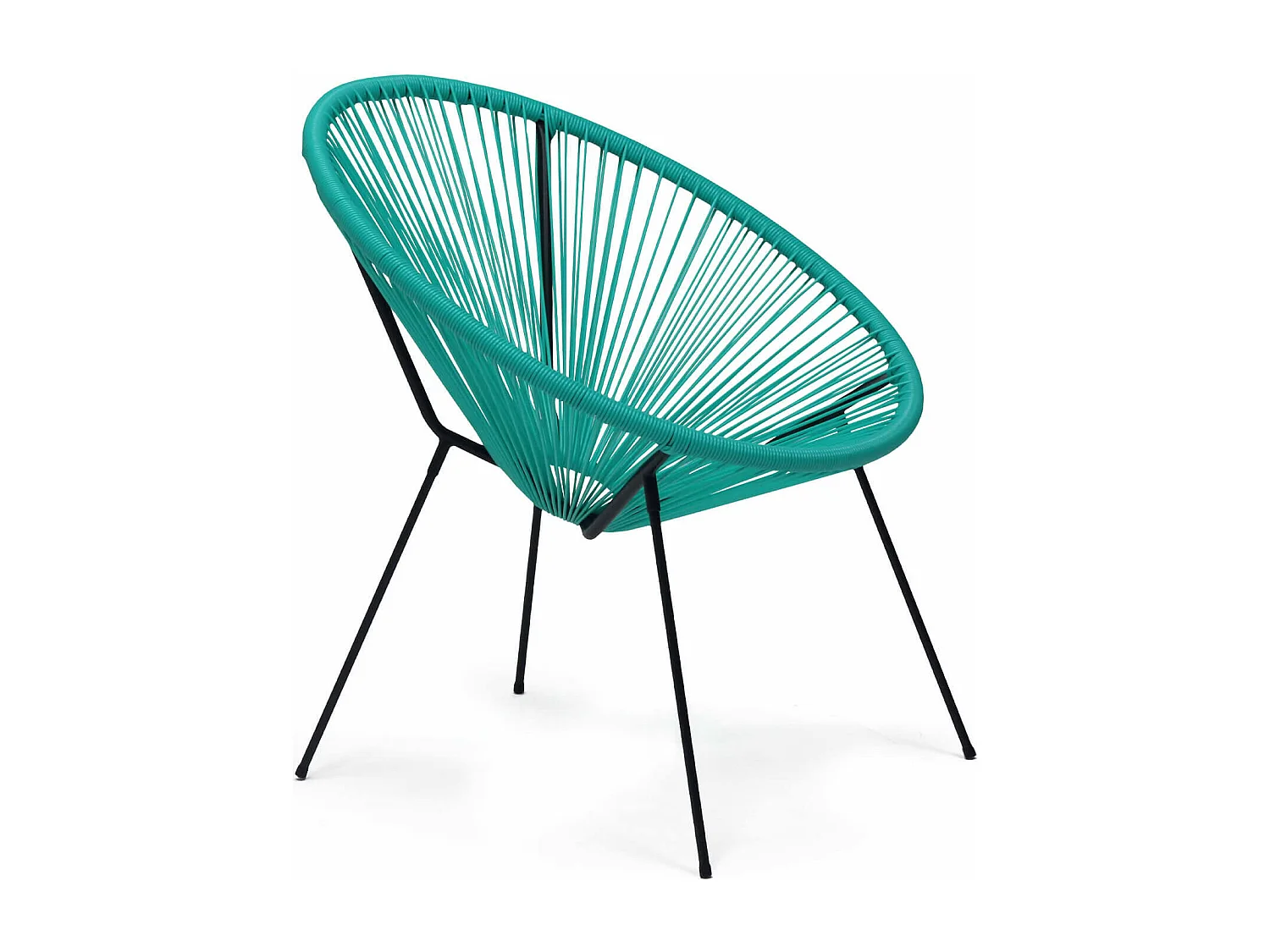 Fauteuil de Jardin Rebecca Mobili Trillium 80x70x76 Acier PE Turquoise Noir Vintage