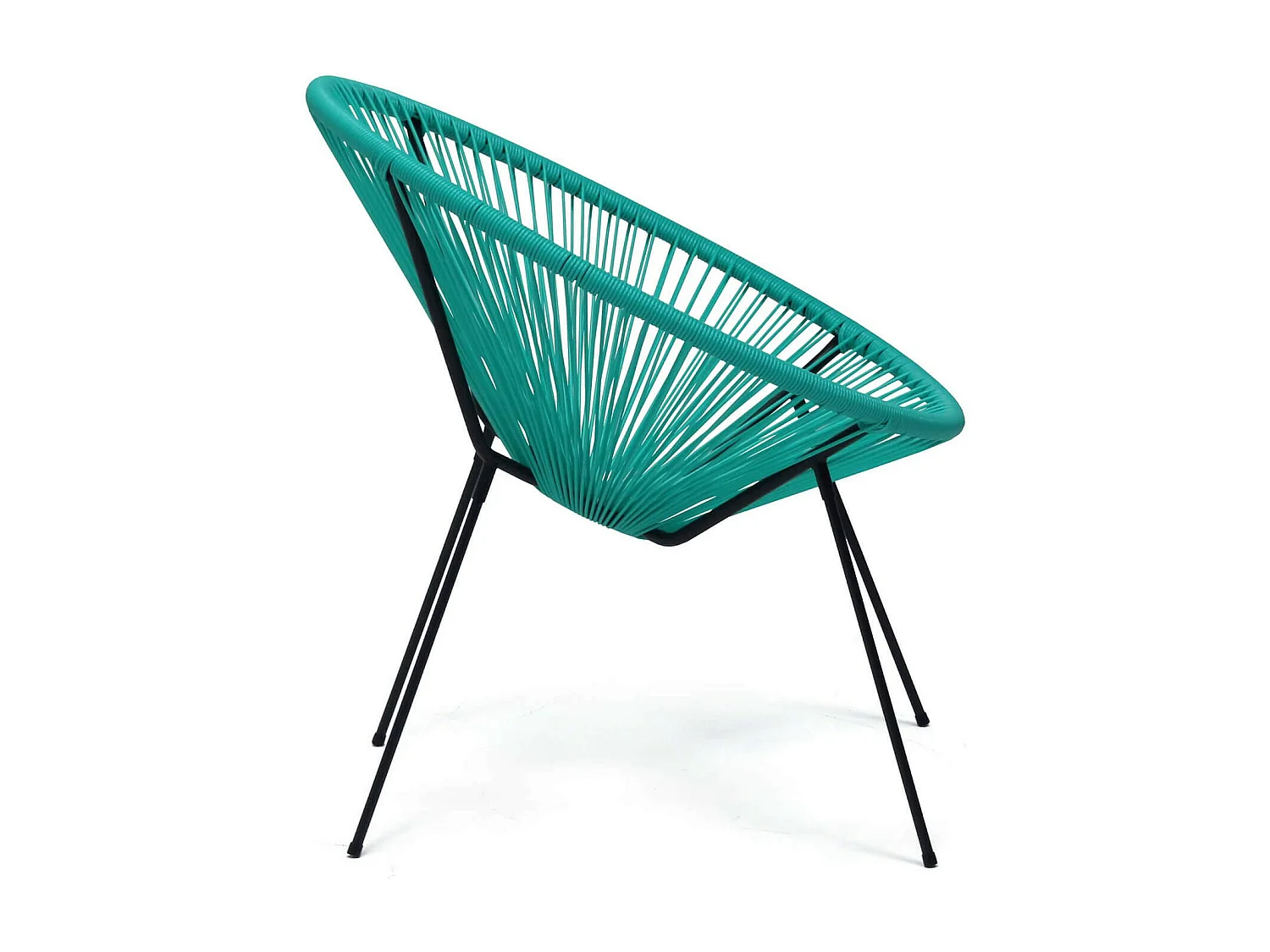 Fauteuil de Jardin Rebecca Mobili Trillium 80x70x76 Acier PE Turquoise Noir Vintage