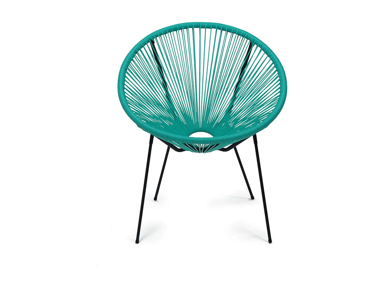 Fauteuil de Jardin Rebecca Mobili Trillium 80x70x76 Acier PE Turquoise Noir Vintage