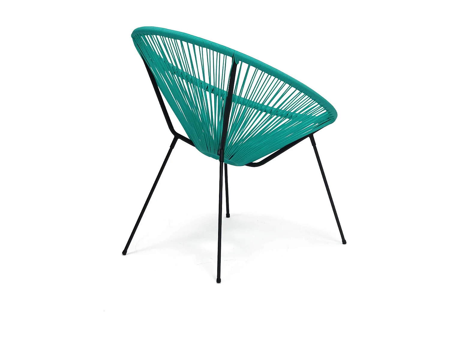 Fauteuil de Jardin Rebecca Mobili Trillium 80x70x76 Acier PE Turquoise Noir Vintage