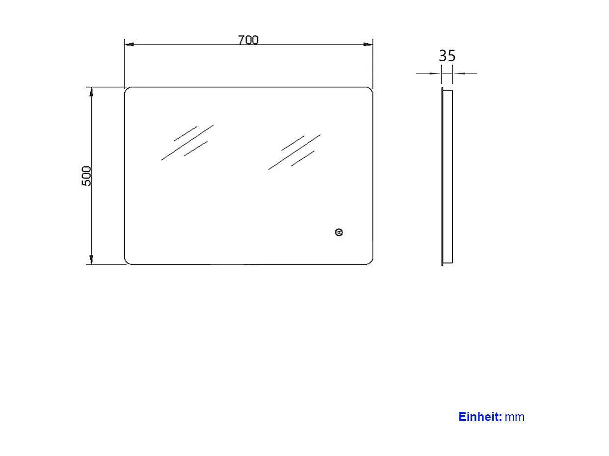 EMKE Miroir lumineux salle de bain Rétro-éclairage 70x50cm, Miroir LED avec Interrupteur Tactile, Miroir avec éclairage Lumière Blanche Froide