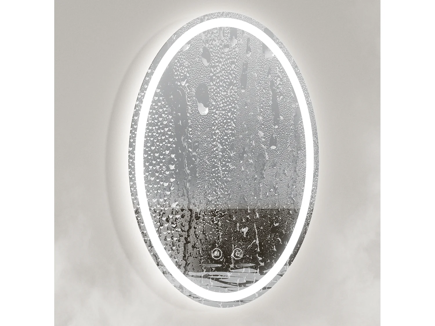 EMKE Miroir led salle de bain 60 × 80 cm Miroir salle de bain lumineux avec 3 Couleurs de lumière réglables+Anti-buée, Économie d'énergie miroir led