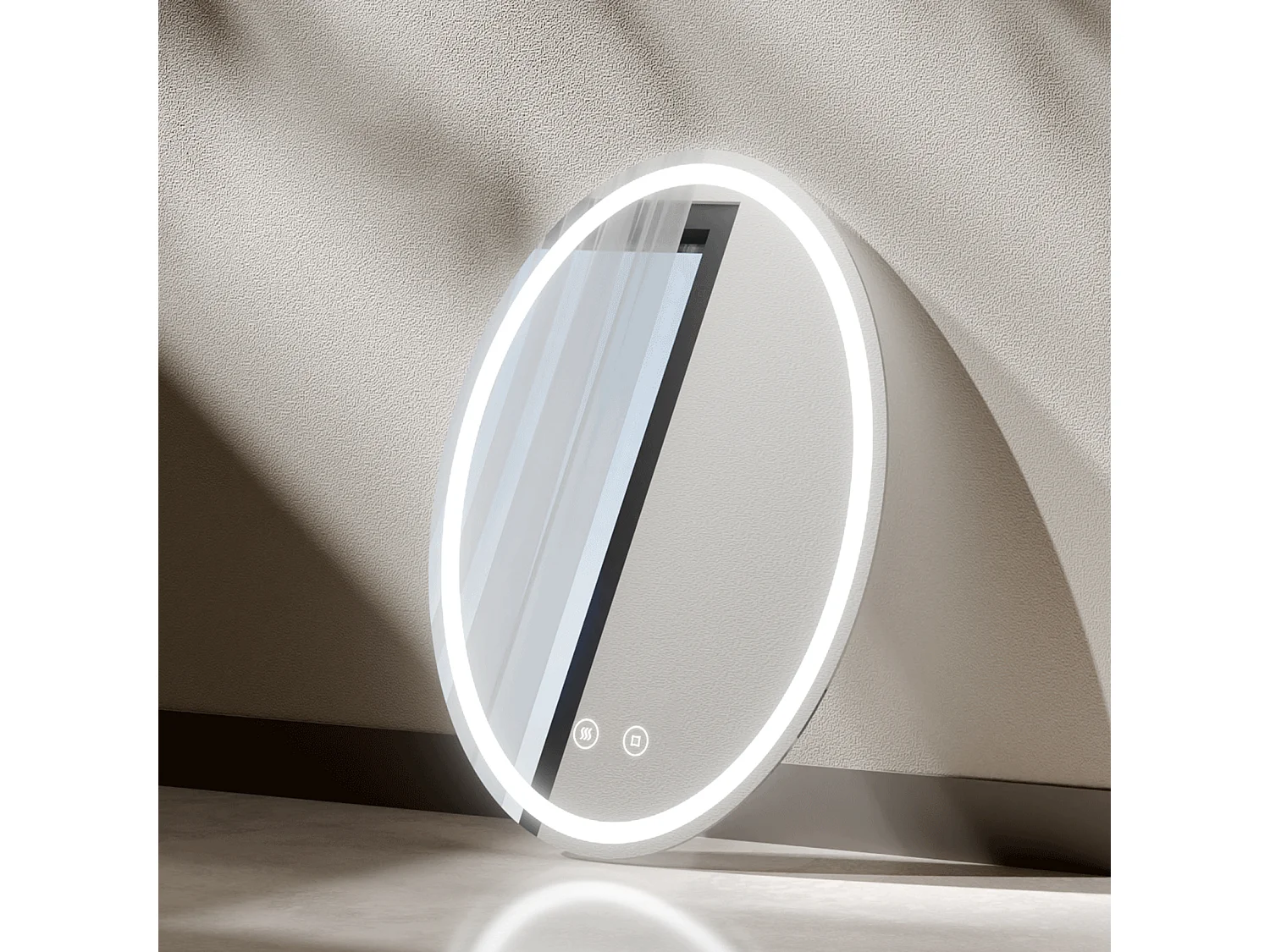 EMKE Specchio per bagno a LED 60 × 80 cm Specchio per bagno luminoso con 3 colori di luce regolabili+Anti-appannamento, risparmio energetico