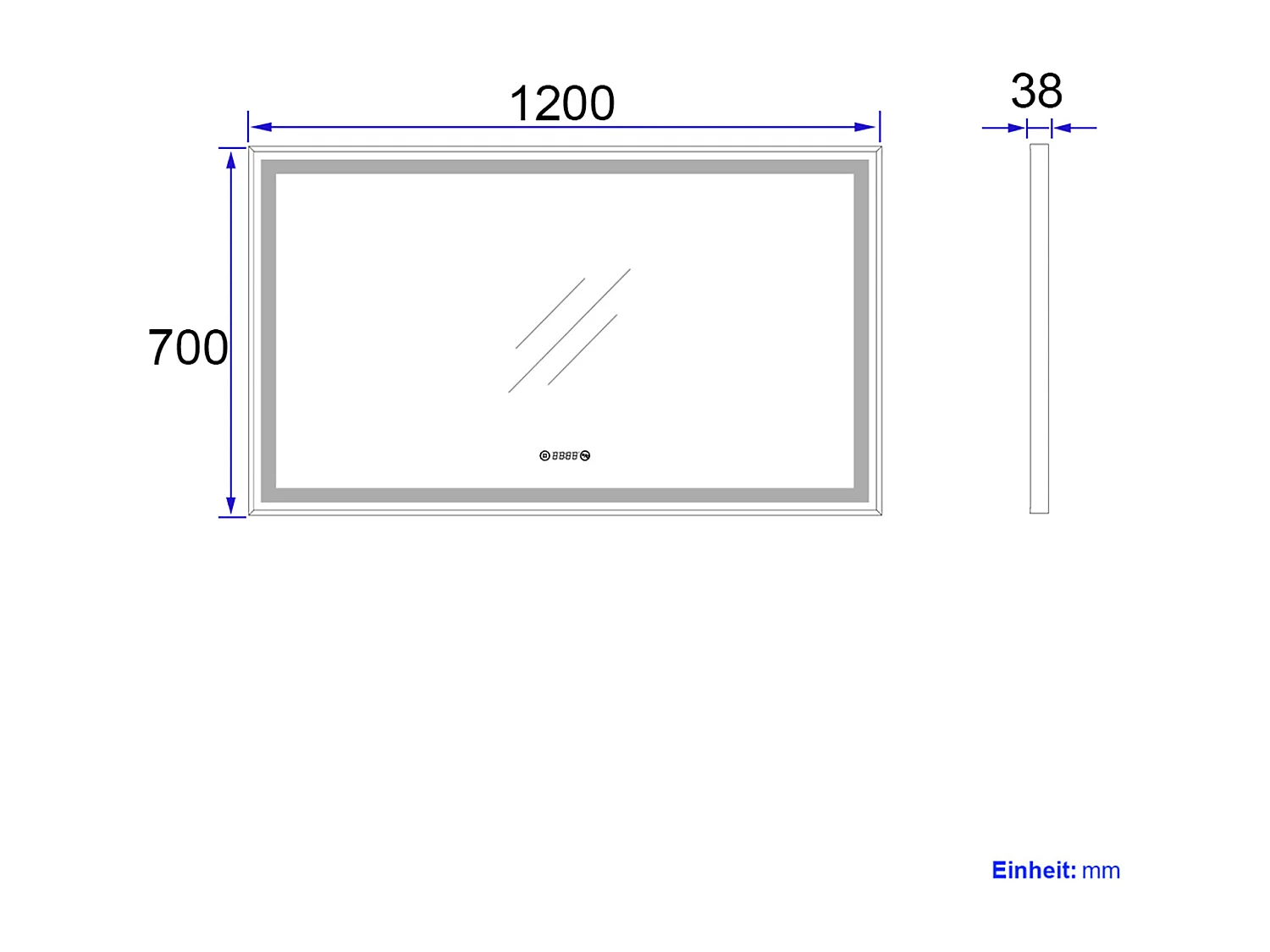 EMKE Miroir lumineux salle de bain 120x70cm, Cadre noir, Miroir LED avec Interrupteur Tactile, Anti-buée, Horloge et Température, Lumière Neutre