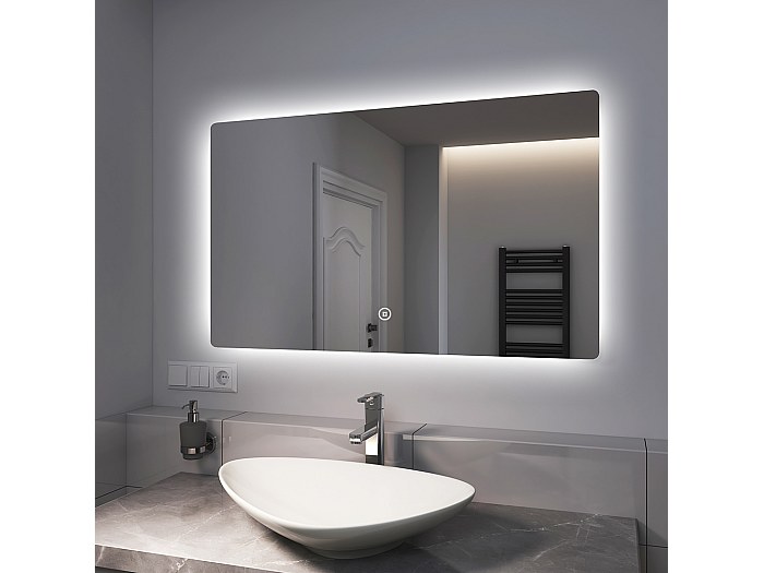 EMKE Miroir lumineux salle de bain Rétro-éclairage 100x60cm, Miroir LED