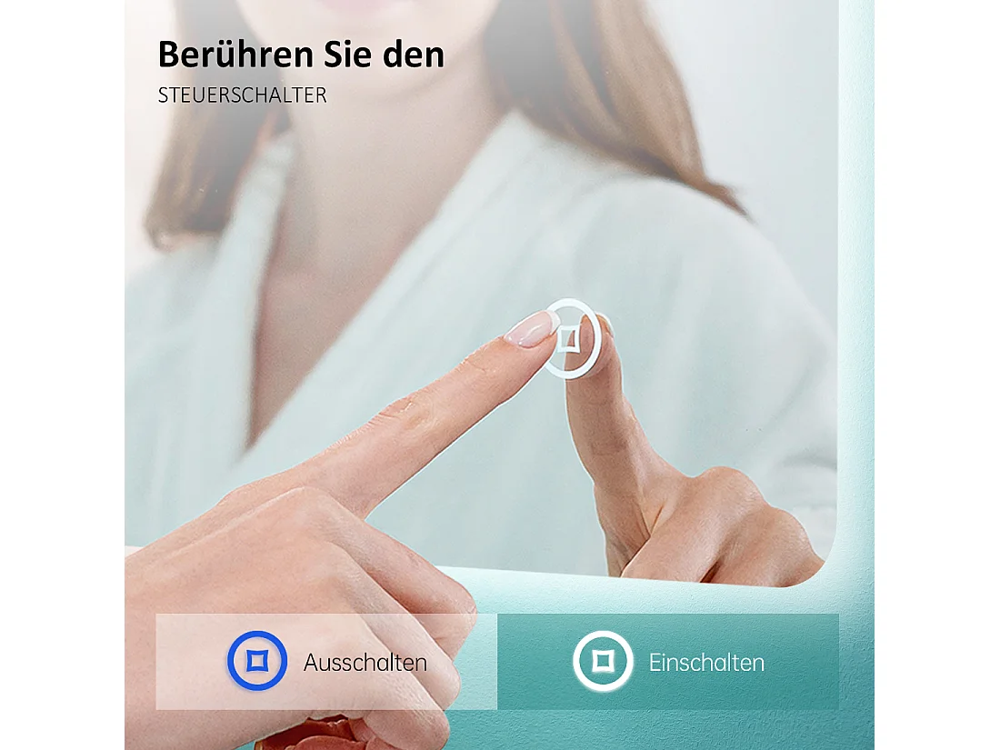 EMKE Miroir lumineux salle de bain Rétro-éclairage 100x60cm, Miroir LED avec Interrupteur Tactile, Miroir avec éclairage lumière blanche froide