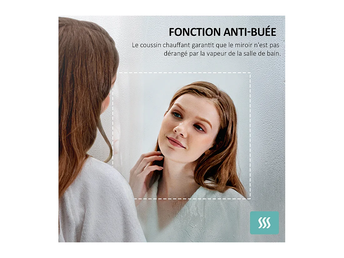 EMKE Miroir lumineux salle de bain rond diamètre 60cm Cadre Doré, Miroir LED, Interrupteur Tactile, Anti-buée, Horloge et Temperature, Lumière Neutre