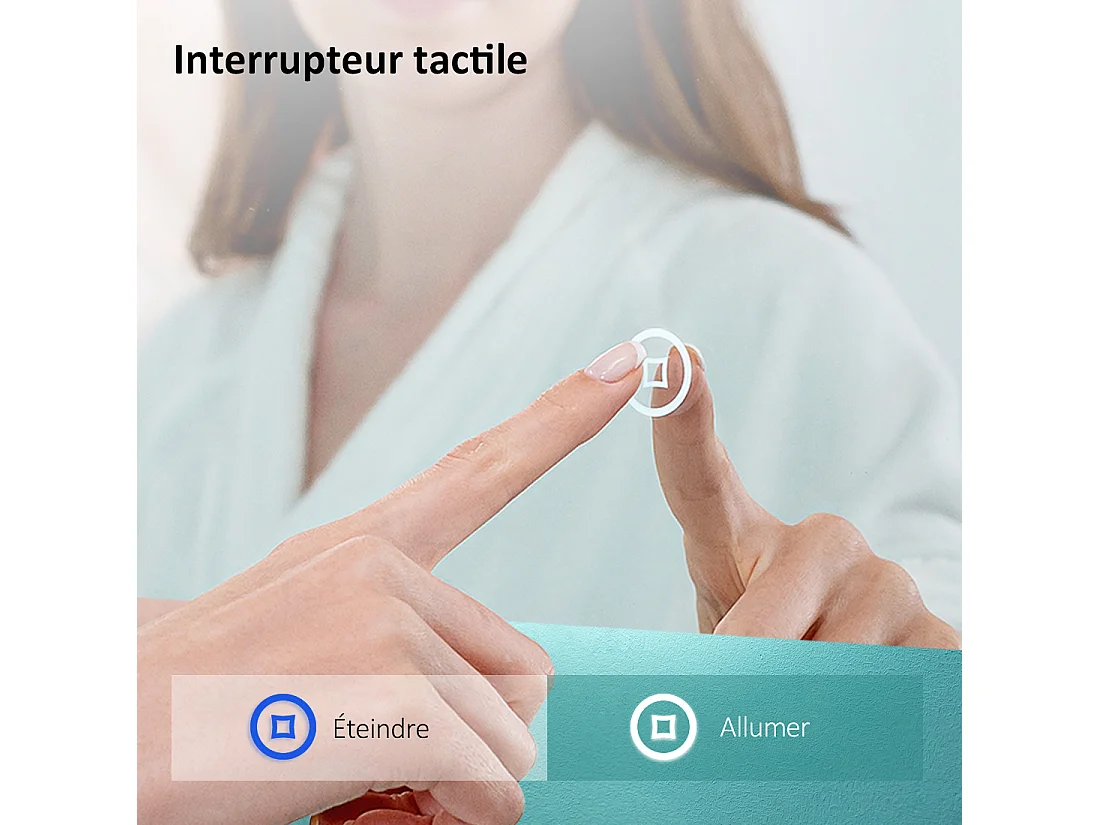 EMKE Miroir lumineux salle de bain Rétro-éclairage 80x60cm, Miroir LED avec Interrupteur Tactile, Miroir avec éclairage Lumière Blanche Froide