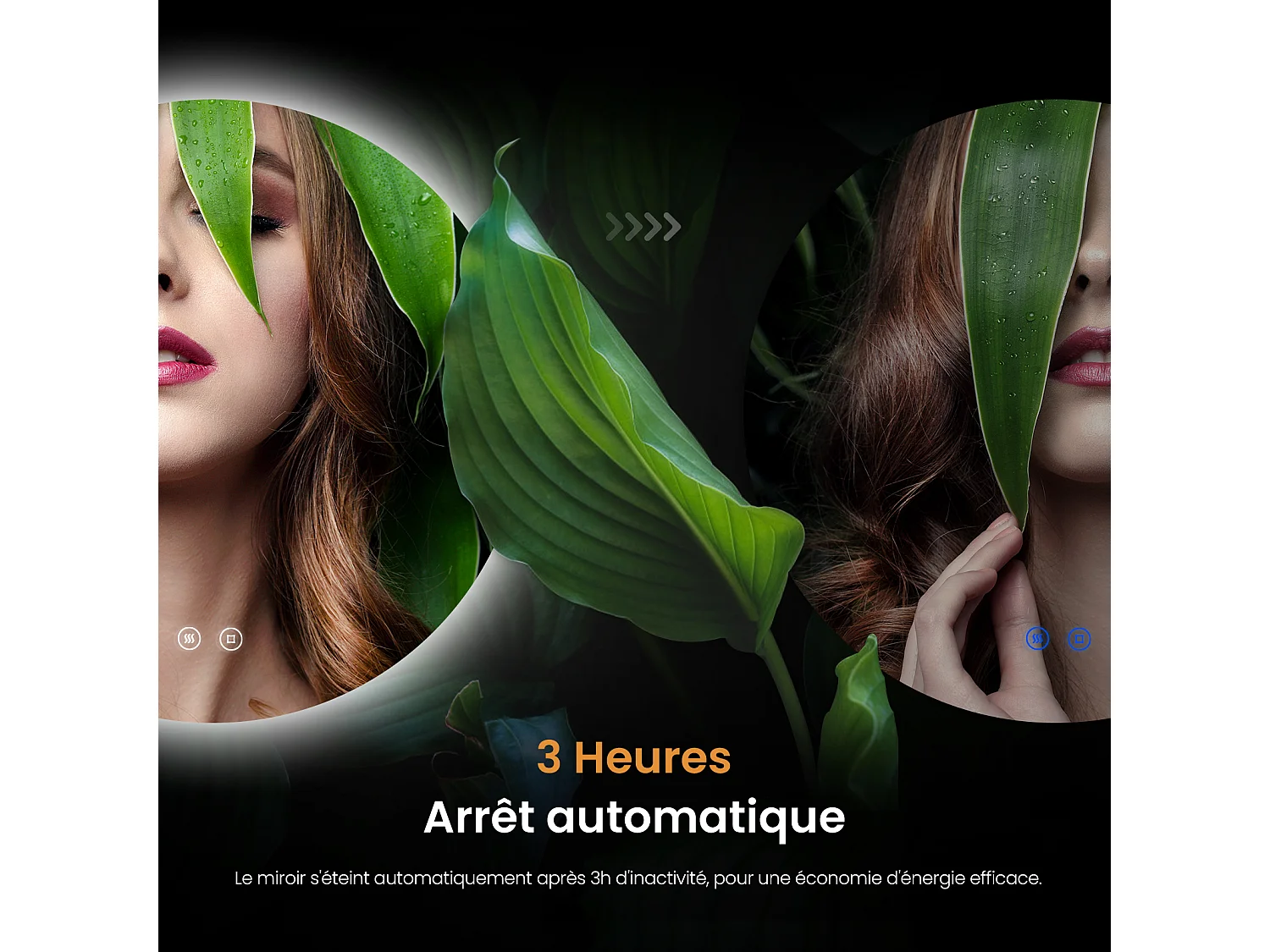 EMKE Miroir lumineux salle de bain rond diamètre 60cm, rétro-éclairage sans cadre, Miroir LED avec Interrupteur Tactile, Lumière Blanche Froide