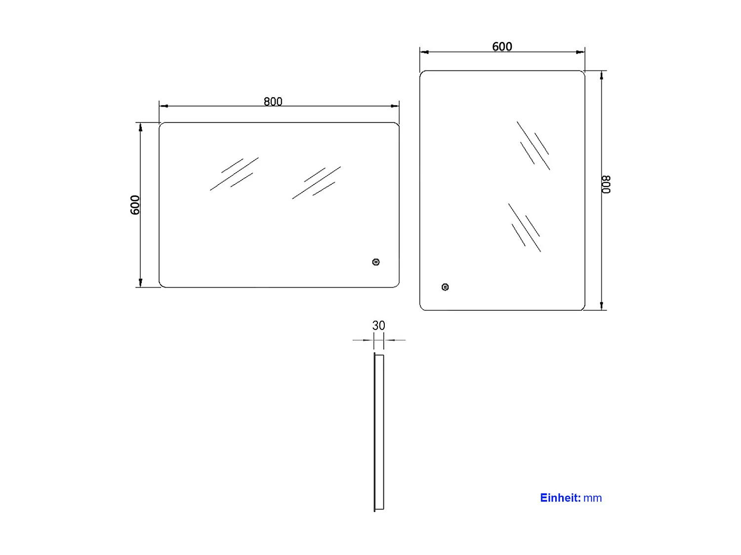 EMKE Miroir lumineux salle de bain Rétro-éclairage 80x60cm, Miroir LED avec Interrupteur Tactile, Anti-buée, Lumière Blanche Froide/Chaude/Neutre