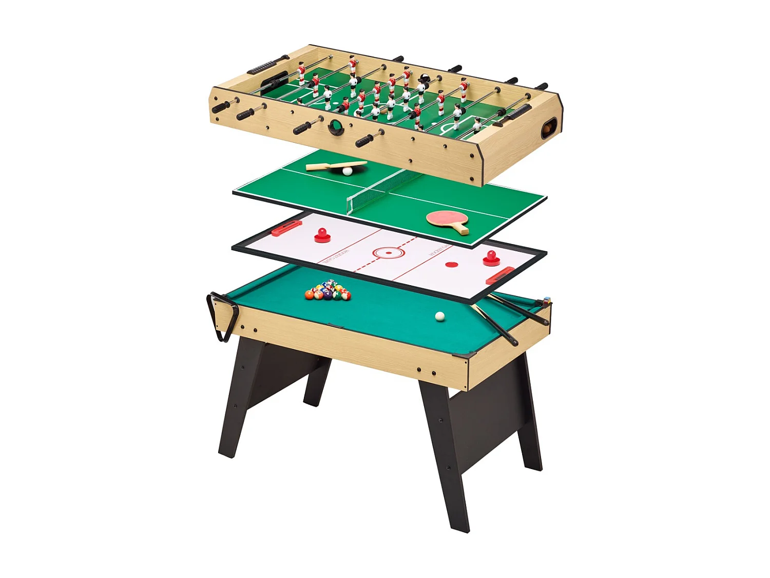 Kangui - Table multi jeux 4 en 1 pour toute la famille - Baby-foot - Billard - Ping Pong - Hockey