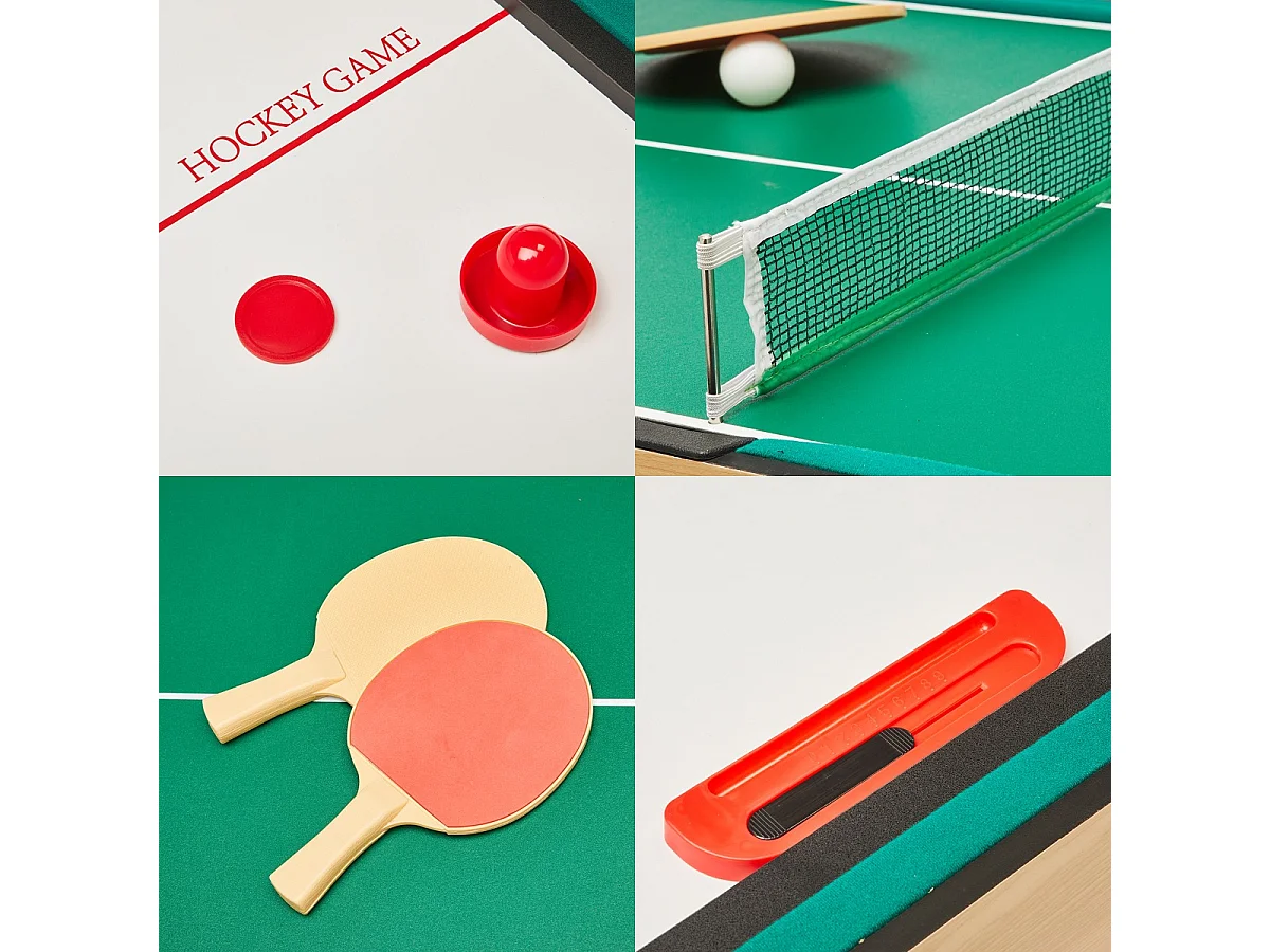 Kangui - Table multi jeux 4 en 1 pour toute la famille - Baby-foot - Billard - Ping Pong - Hockey