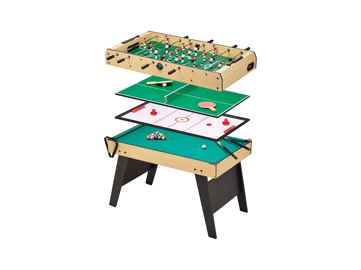 Kangui - Table multi jeux 4 en 1 pour toute la famille - Baby-foot - Billard - Ping Pong - Hockey