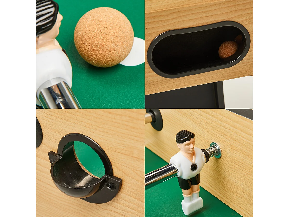 Baby-foot pliable - Barres télescopiques - Robuste - 2 à 4 joueurs - 3 Balles liège inclues