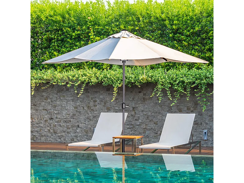 Ombrellone Rebecca Mobili Abuliton 235x270x135 Acciaio Poliestere Beige Moderno