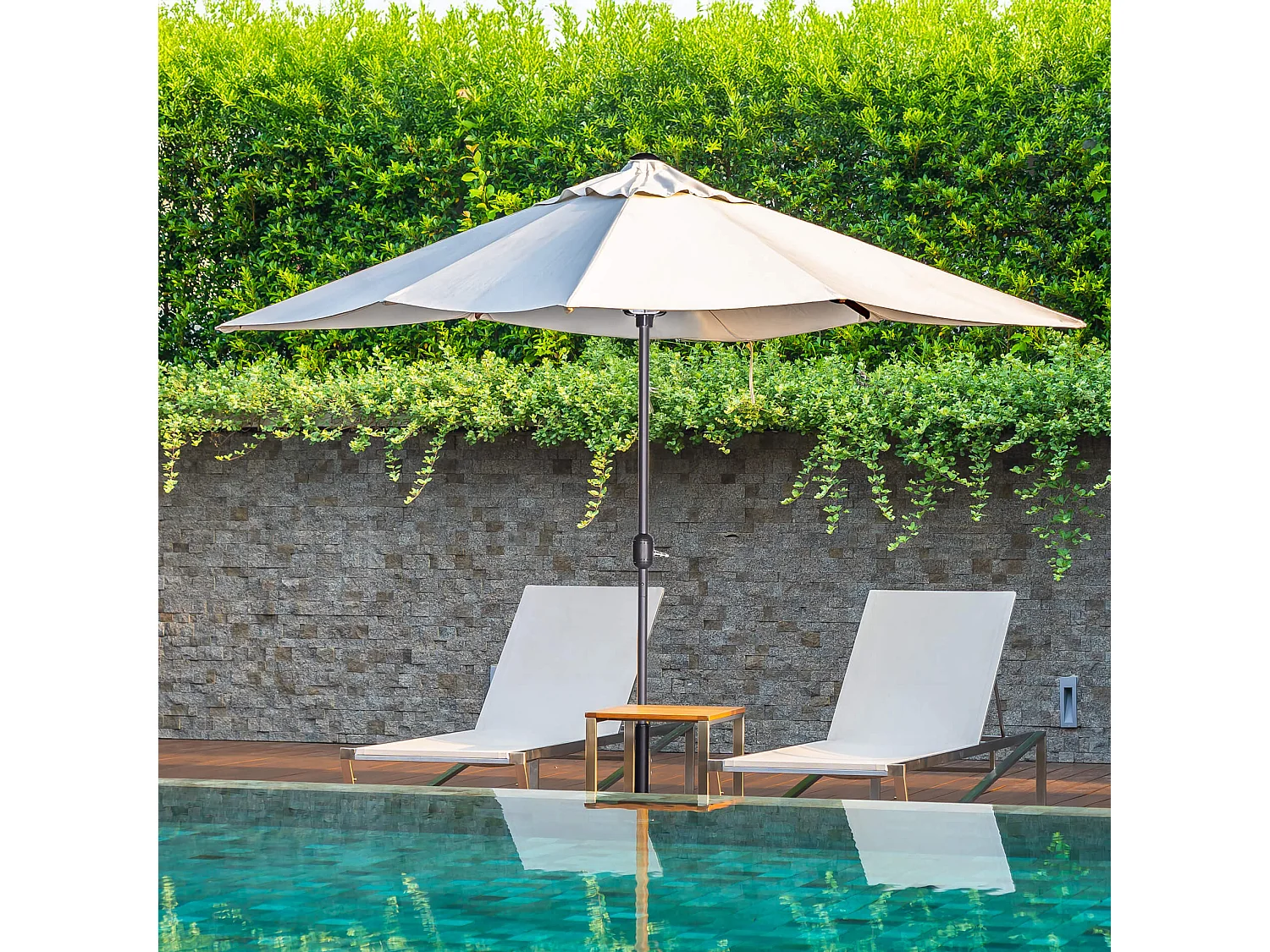 Ombrellone Rebecca Mobili Abuliton 235x270x135 Acciaio Poliestere Beige Moderno