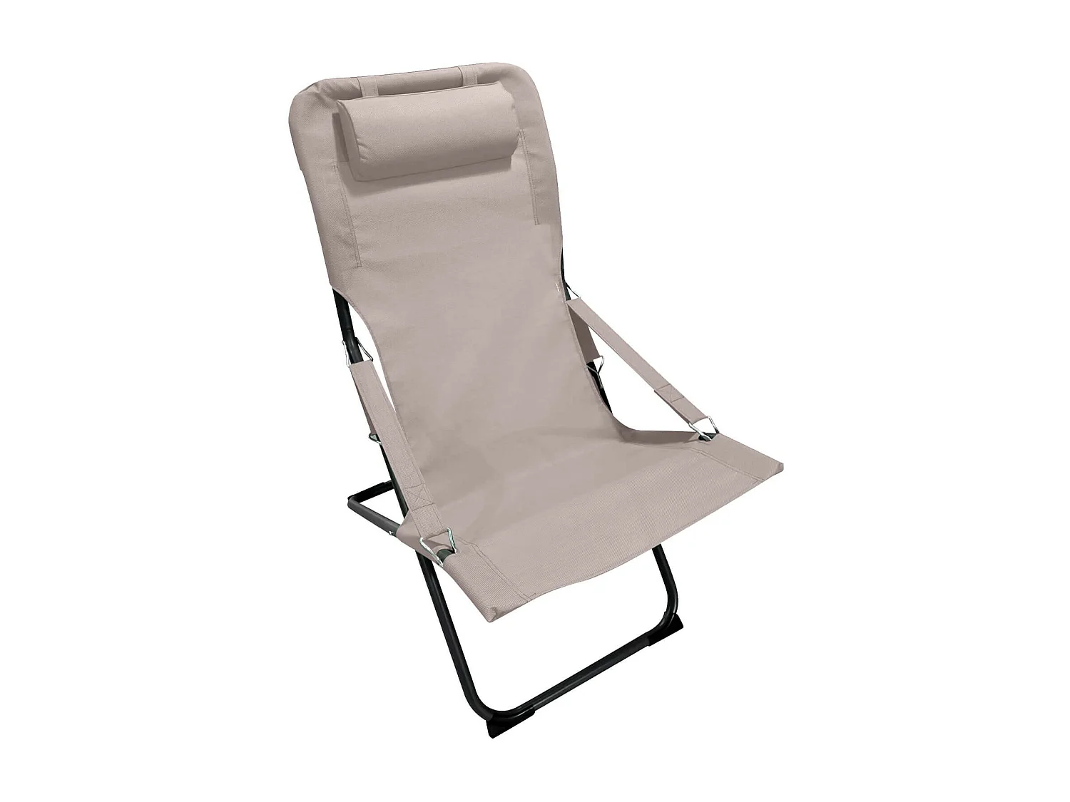 Chaise Longue Pliable Rebecca Mobili Tamatim 88x63x83 Polyester Acier Beige Gris Foncé