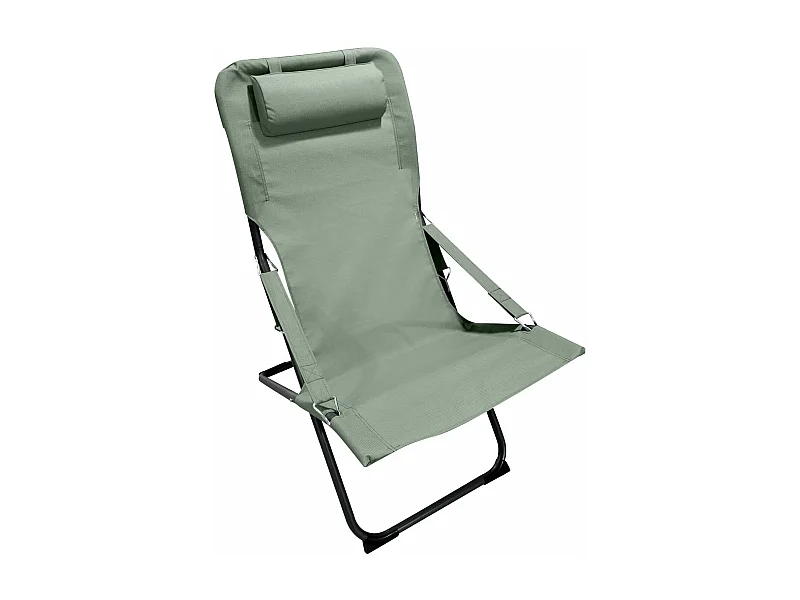 Sedia a Sdraio Pieghevole Rebecca Mobili Sindian 88x63x83 Poliestere Acciaio Verde Grigio Scuro