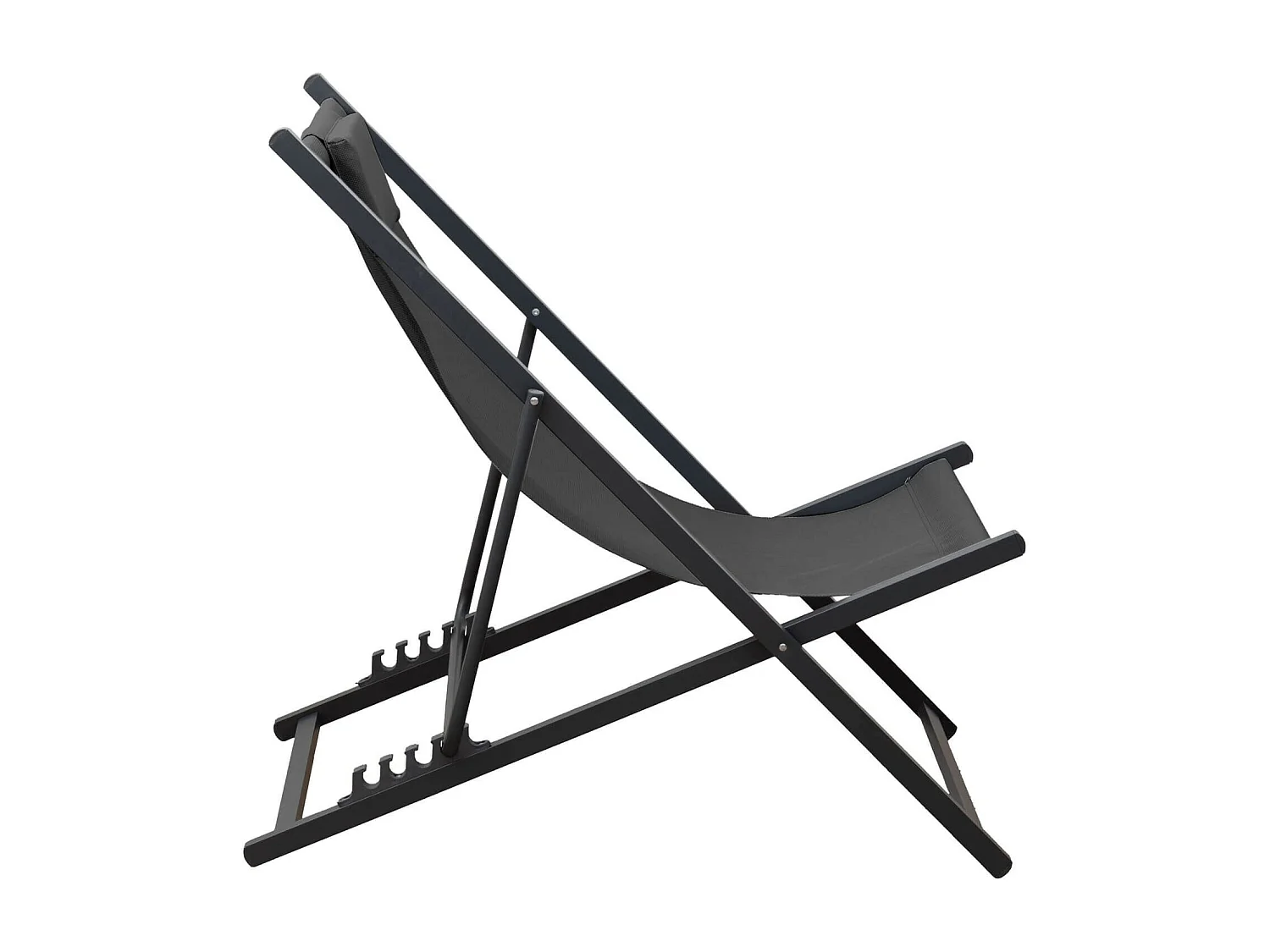 Cadeira de espreguiçadeira dobrável Rebecca Mobili Atis 93x58x92 Poliéster Alumínio Cinza Escuro