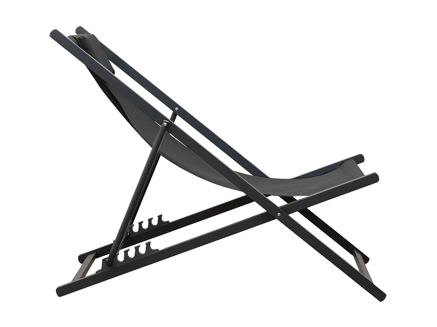 Cadeira de espreguiçadeira dobrável Rebecca Mobili Atis 93x58x92 Poliéster Alumínio Cinza Escuro