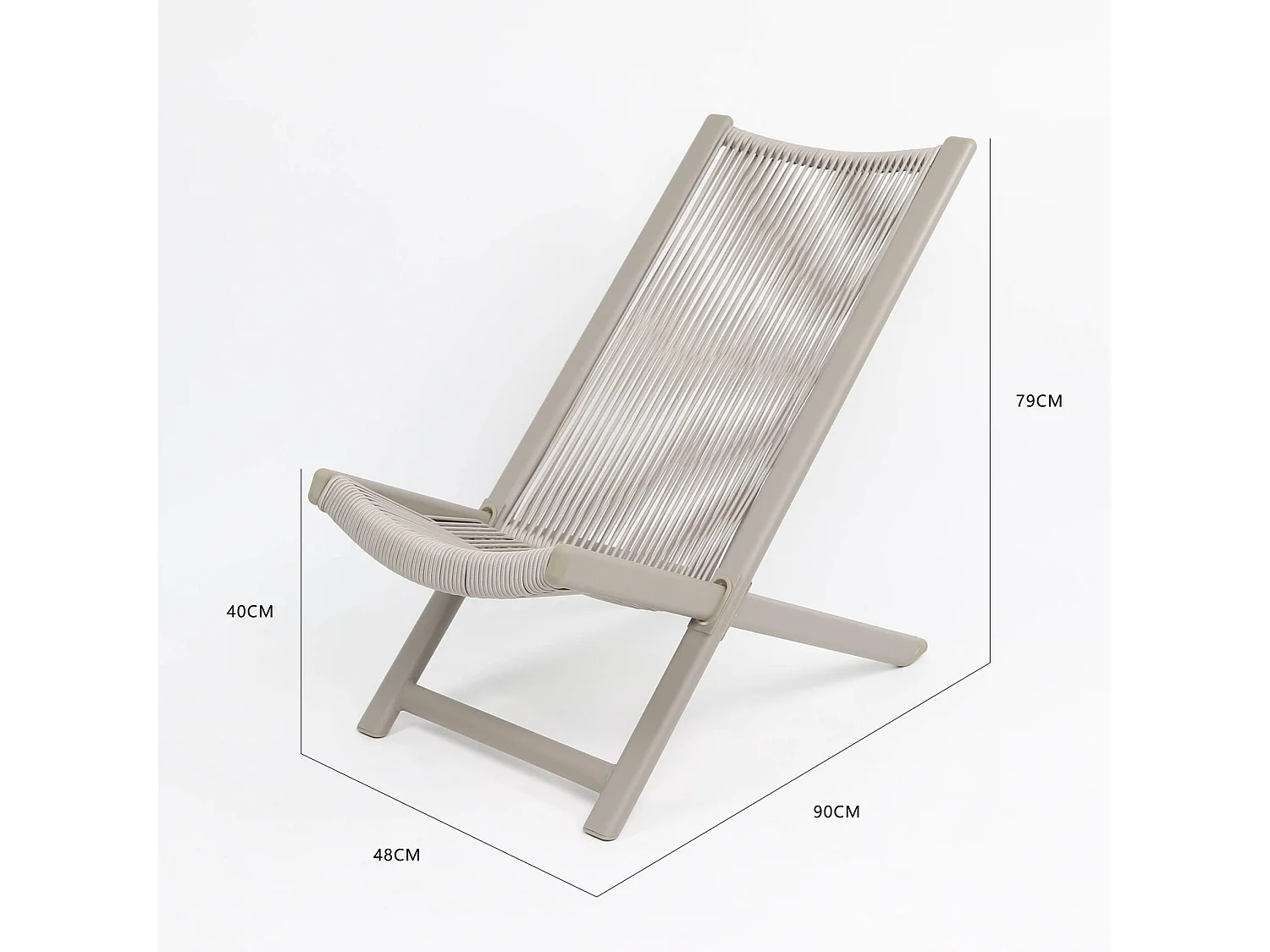 Chaise Longue Rebecca Mobili Azan 79x48x90 Acier Polyrotin Gris ENSEMBLE 2 pcs