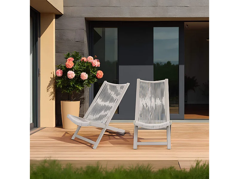 Cadeira de Espreguiçadeira Rebecca Mobili Azan 79x48x90 Aço Polirrattan Gris CONJUNTO 2 pçs