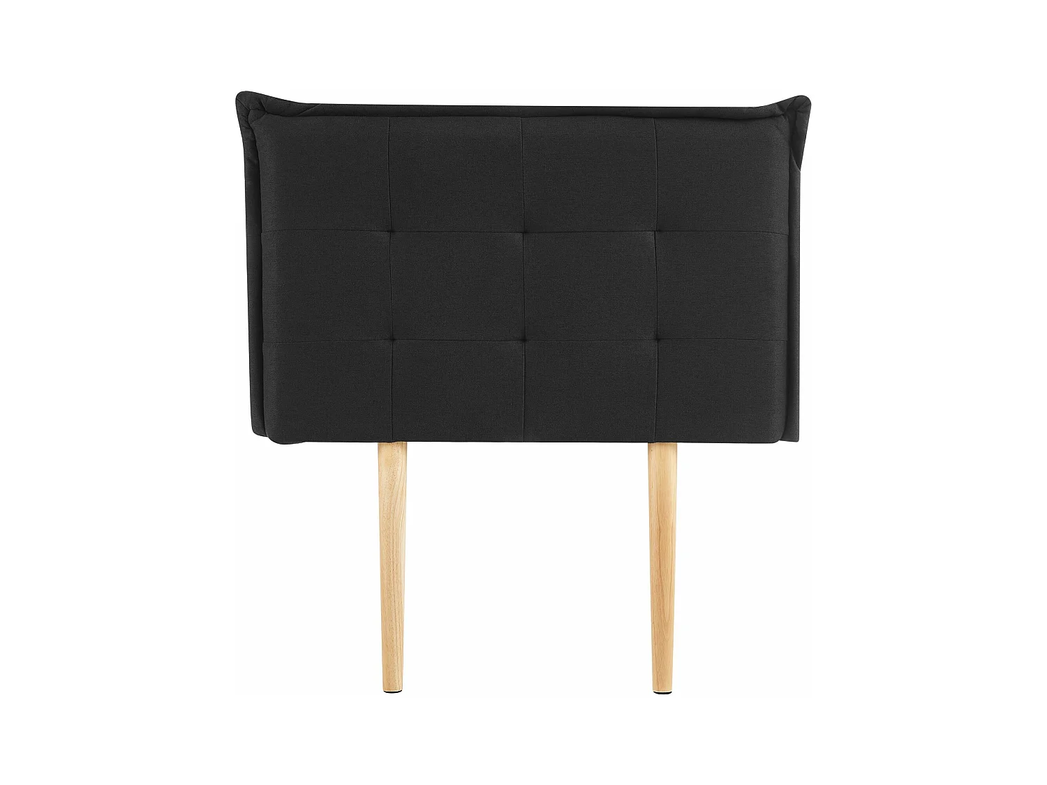 Tête de lit JALEYA 90 capitonnée, En tissu rembourré, Pieds en bois, Design élégant, Pour lits 90 cm, Noir