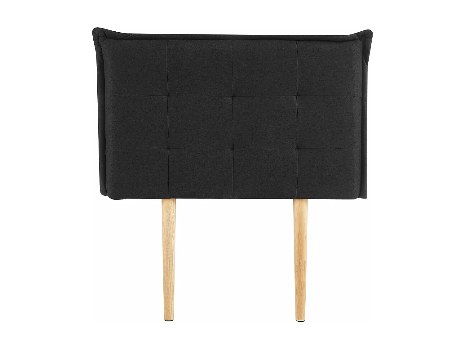 Tête de lit JALEYA 90 capitonnée, En tissu rembourré, Pieds en bois, Design élégant, Pour lits 90 cm, Noir