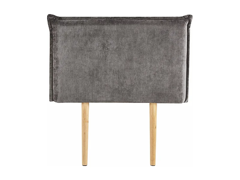 Tête de lit DELMO 90 rembourrée, En tissu polyester pour lit 90 cm, Sur pieds en bois, Gris
