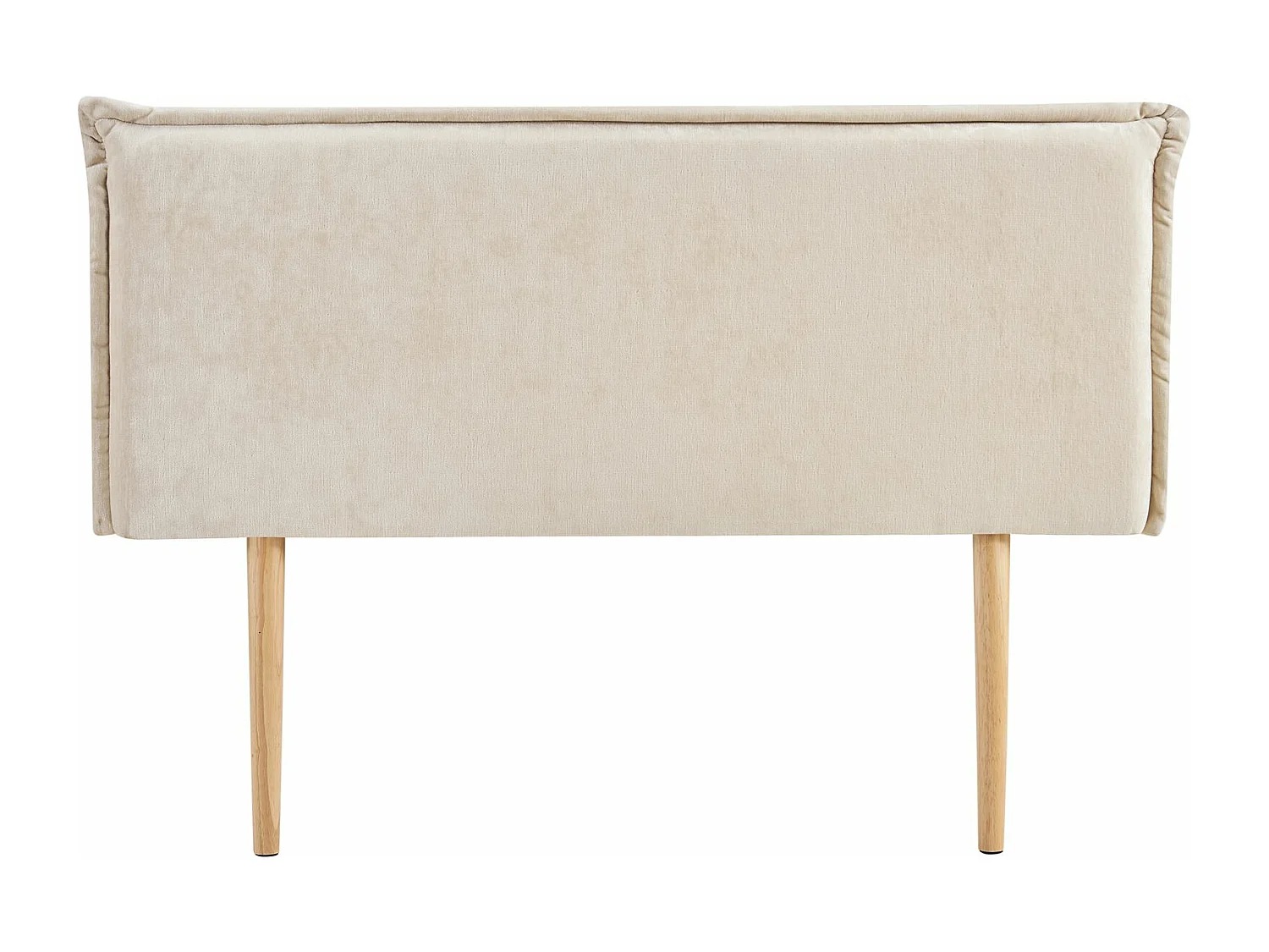 Tête de lit ELORE 140 rembourrée, En tissu polyester pour lit 140 cm, Sur pieds en bois, Blanc crème