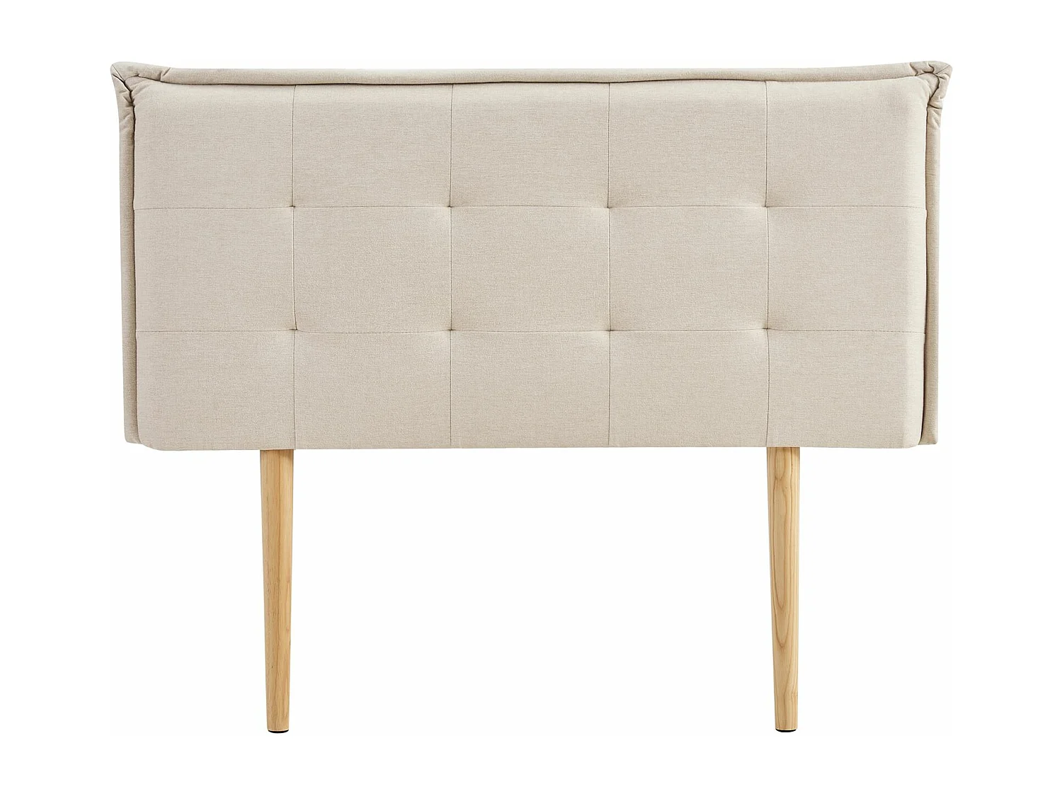 Tête de lit EBEYA 120 capitonnée, En tissu rembourré, Pieds en bois, Design élégant, Pour lits 120 cm, Écru
