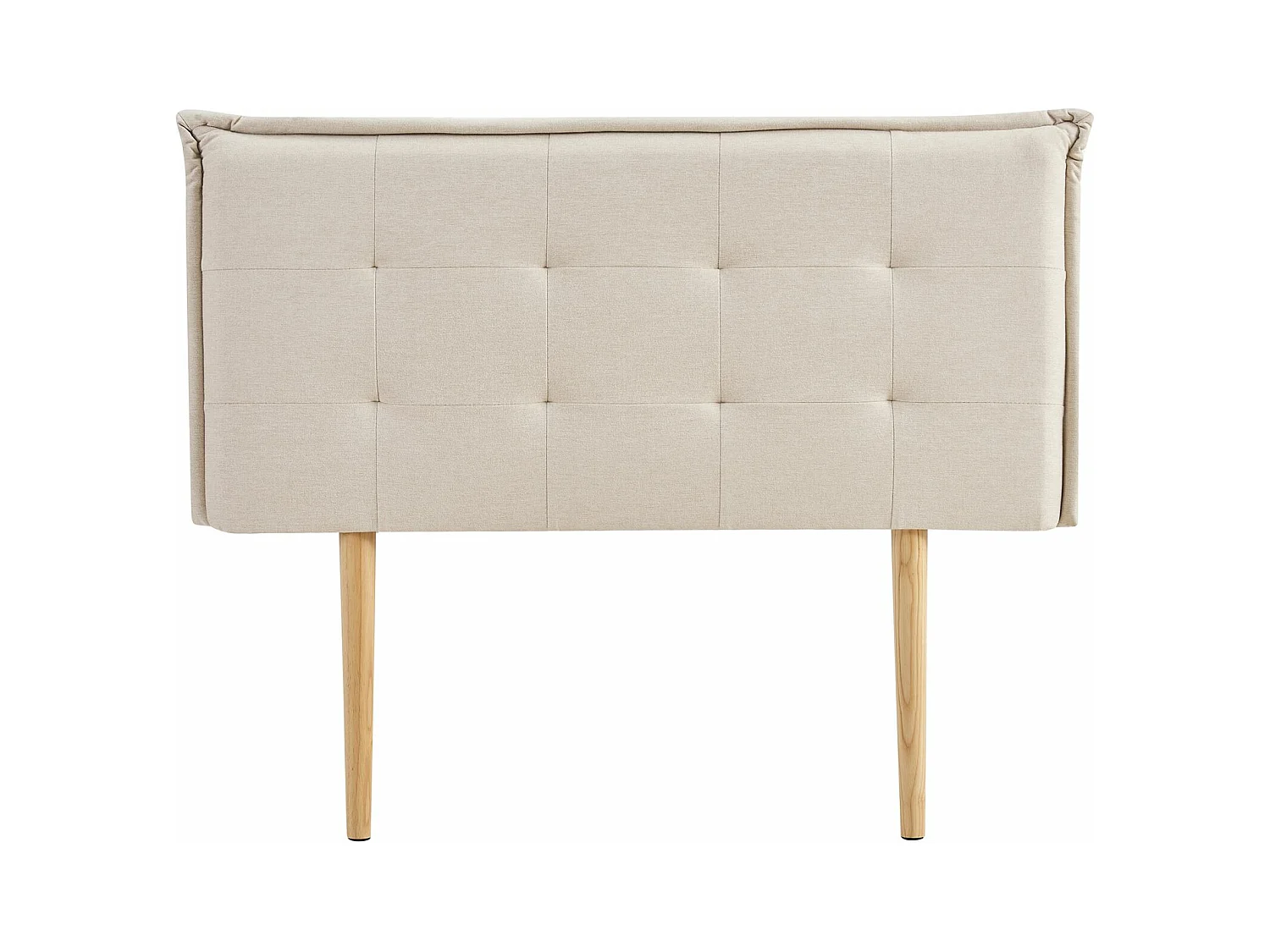 Tête de lit EBEYA 120 capitonnée, En tissu rembourré, Pieds en bois, Design élégant, Pour lits 120 cm, Écru