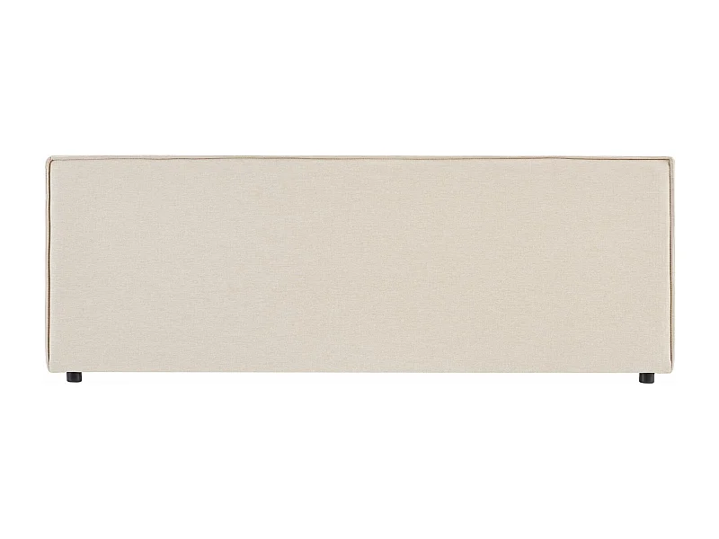 Tête de lit KLAO 160 rembourrée, En tissu polyester pour lit 160 cm, Sur pieds en plastique, Écru