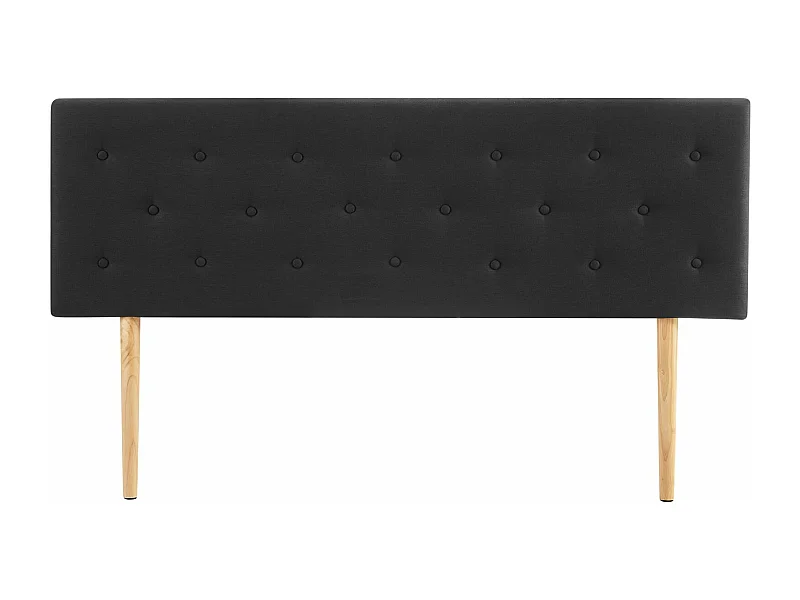Tête de lit LULINE 160 capitonnée, En tissu rembourré, Pieds en bois, Design élégant, Pour lits 160 cm, Noir