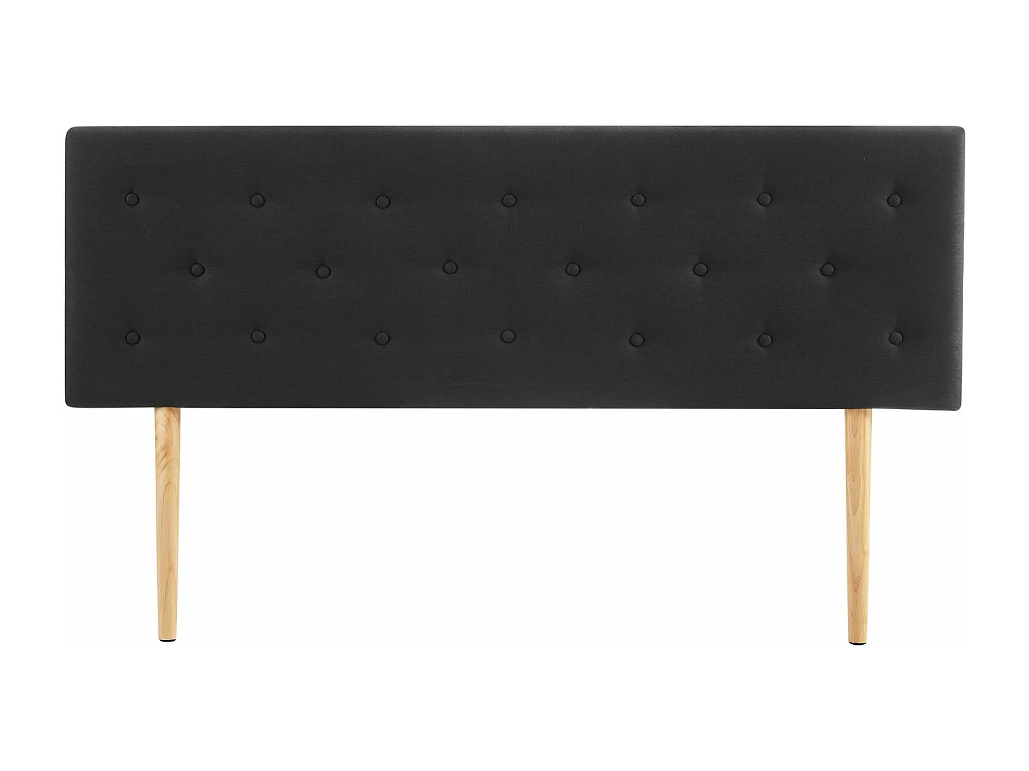 Tête de lit LULINE 160 capitonnée, En tissu rembourré, Pieds en bois, Design élégant, Pour lits 160 cm, Noir