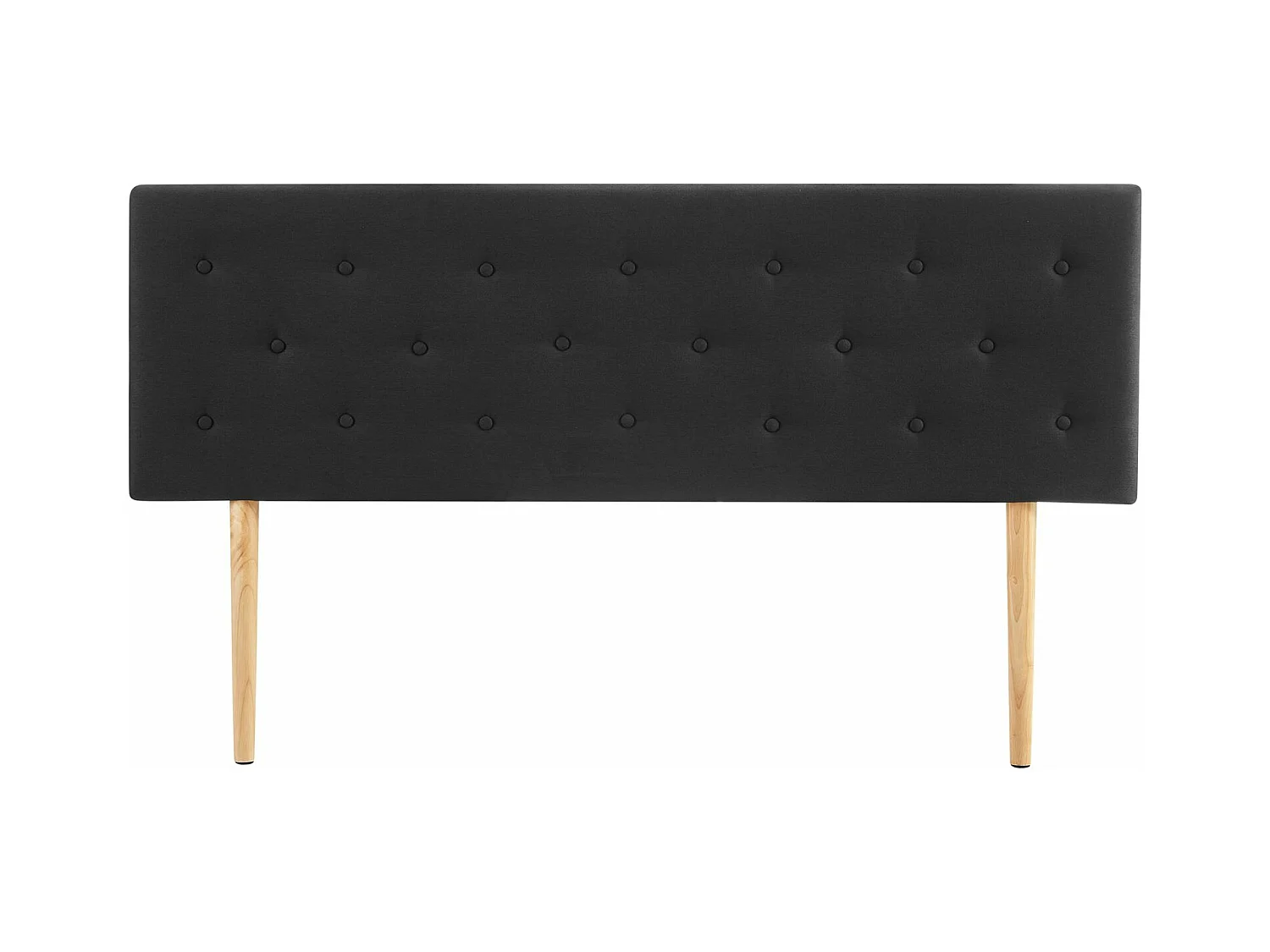 Tête de lit LULINE 160 capitonnée, En tissu rembourré, Pieds en bois, Design élégant, Pour lits 160 cm, Noir