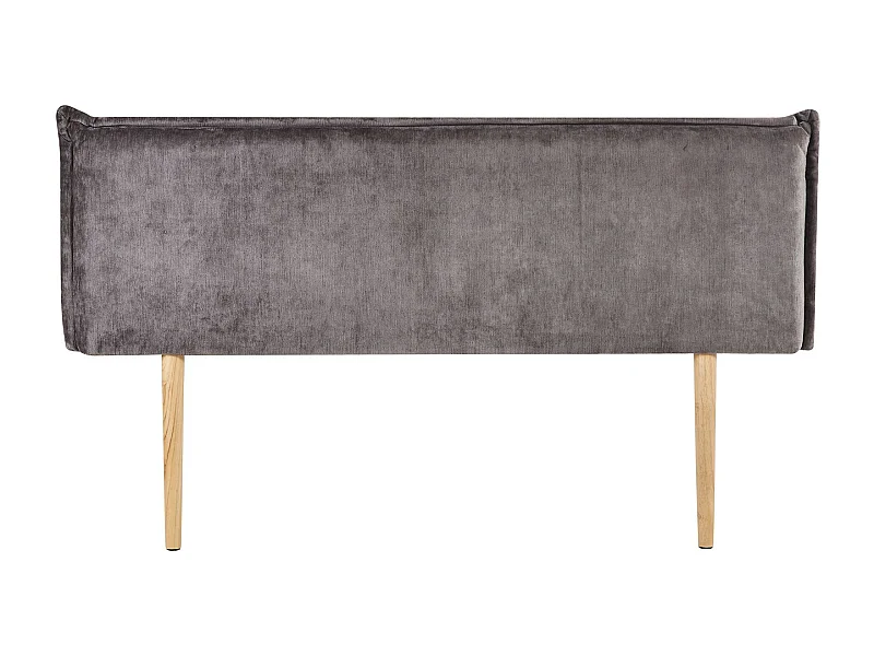 Tête de lit OVIO 160 rembourrée, En tissu polyester pour lit 160 cm, Sur pieds en bois, Gris