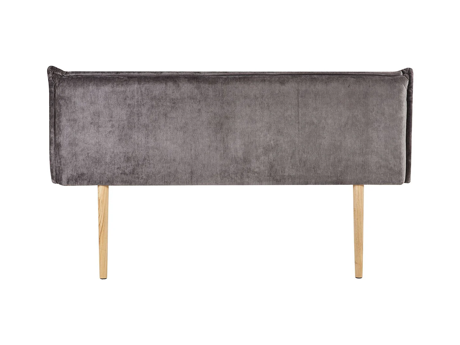 Tête de lit OVIO 160 rembourrée, En tissu polyester pour lit 160 cm, Sur pieds en bois, Gris