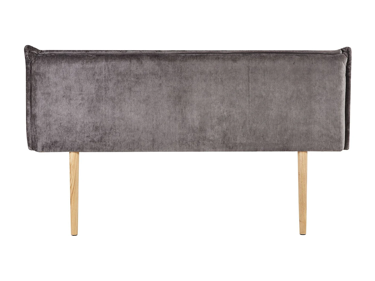 Tête de lit OVIO 160 rembourrée, En tissu polyester pour lit 160 cm, Sur pieds en bois, Gris