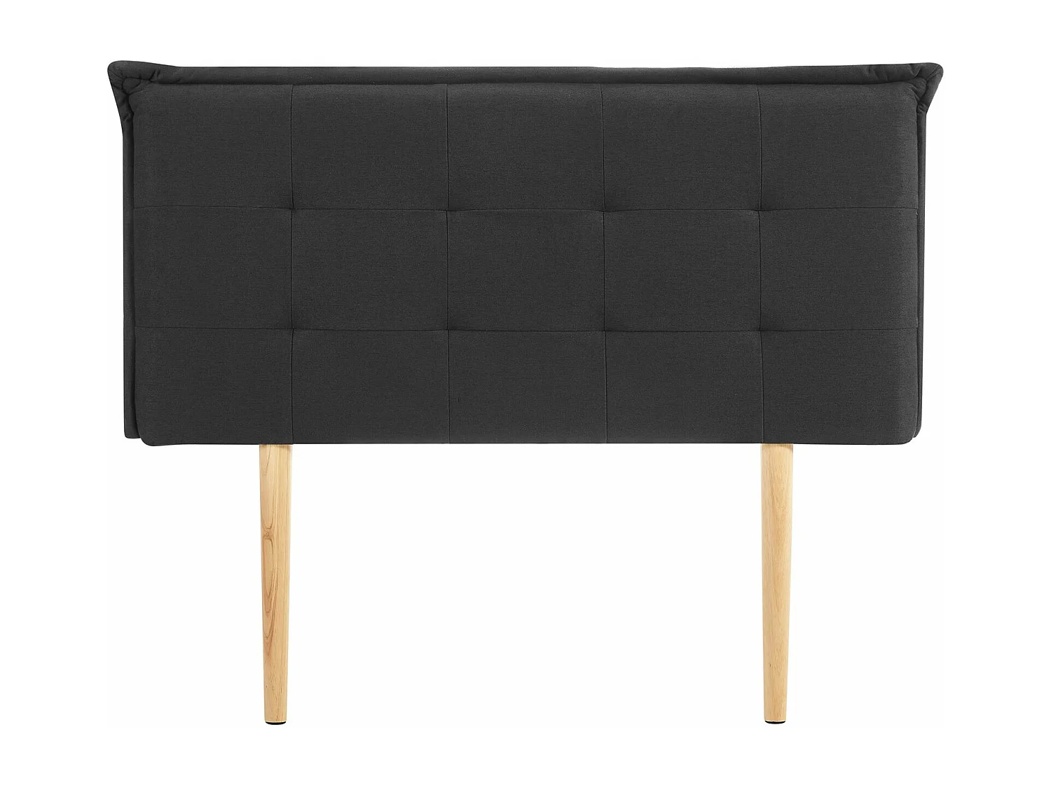 Tête de lit EBEYA 120 capitonnée, En tissu rembourré, Pieds en bois, Design élégant, Pour lits 120 cm, Noir