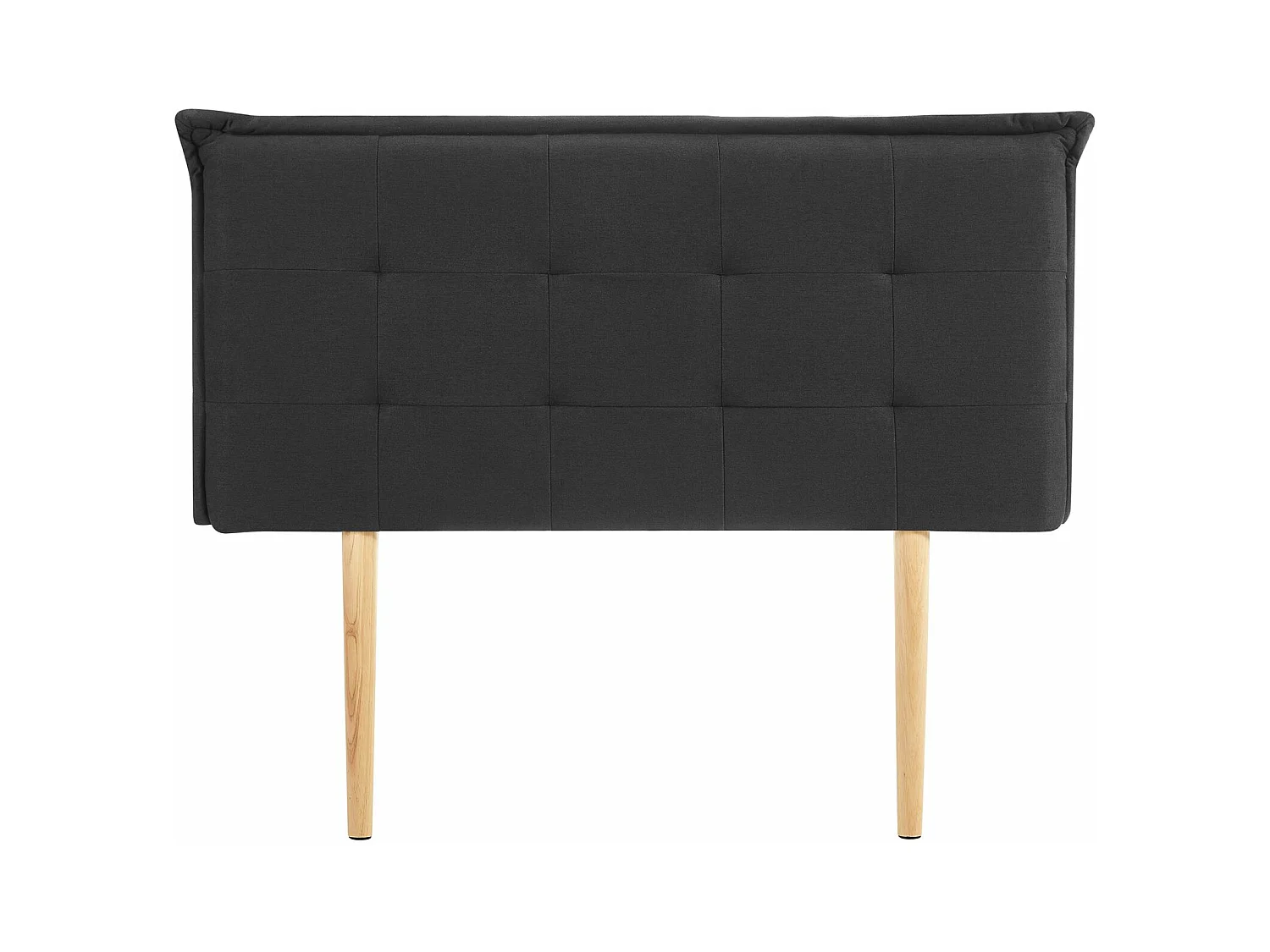 Tête de lit EBEYA 120 capitonnée, En tissu rembourré, Pieds en bois, Design élégant, Pour lits 120 cm, Noir