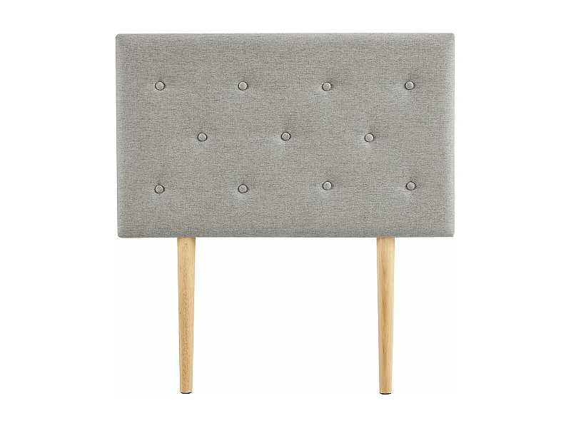Tête de lit MAVELI 90 capitonnée, En tissu rembourré, Pieds en bois, Design élégant, Pour lits 90 cm, Gris