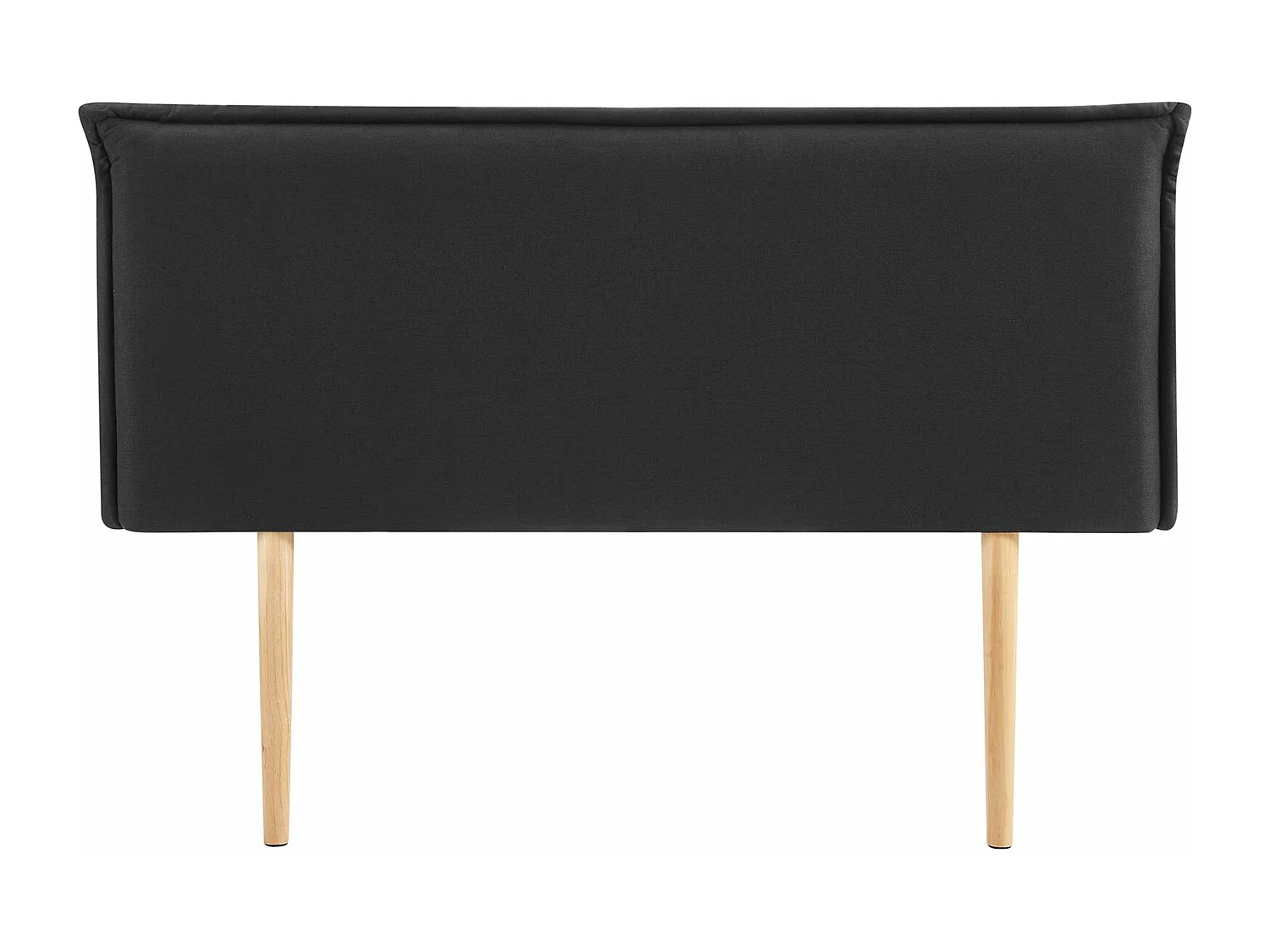 Tête de lit ISANDRE 140 rembourrée, En tissu polyester pour lit 140 cm, Sur pieds en bois, Noir