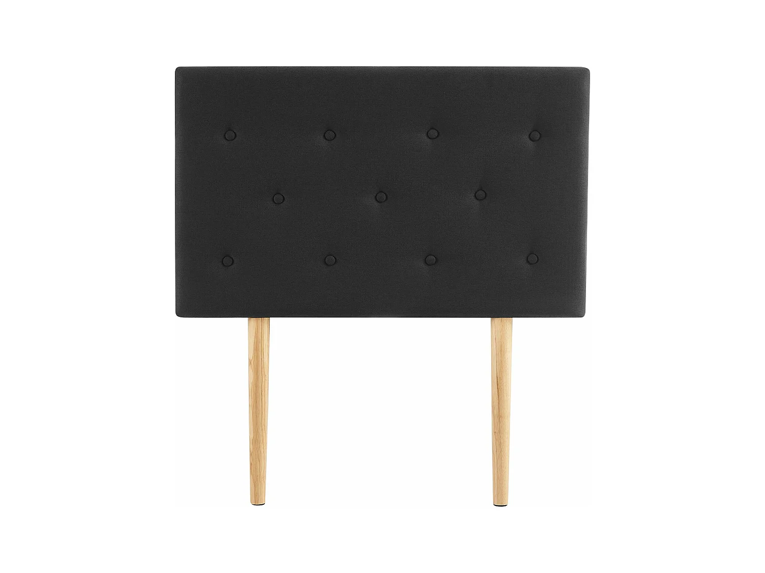 Tête de lit MAVELI 90 capitonnée, En tissu rembourré, Pieds en bois, Design élégant, Pour lits 90 cm, Noir