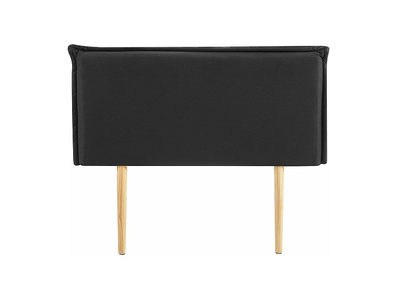 Tête de lit BASOL 120 rembourrée, En tissu polyester pour lit 120 cm, Sur pieds en bois, Noir