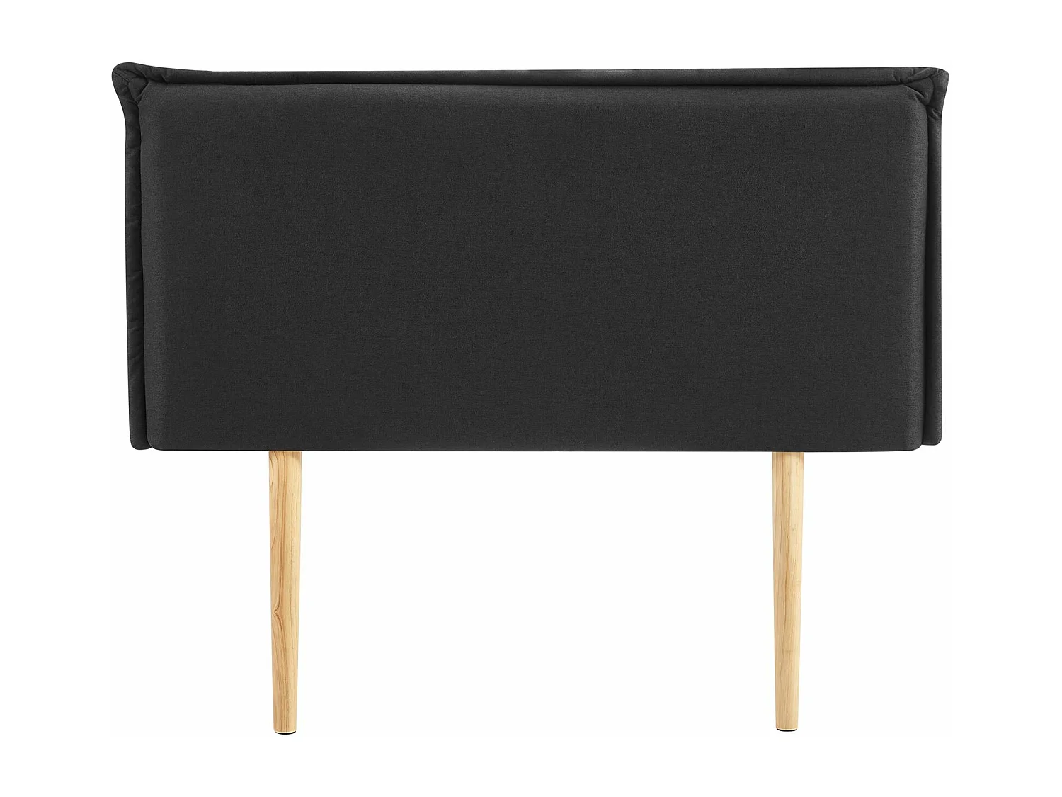Tête de lit BASOL 120 rembourrée, En tissu polyester pour lit 120 cm, Sur pieds en bois, Noir